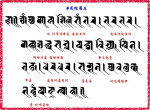 1_Tịnh Giới Đà La Ni: Oṃ_ Amogha śila (śīla) saṃbhara, bhara bhara, mahā-śuddha-satva, padma-vidya ṣite-bhuja (?sita-bhuja), dhara dhara, stambhana, avalukete (?Avalokite) hūṃ phaṭ svāhā